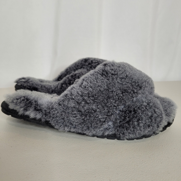 EMU Australia Mayberry Frost Fuzzy Charcoal Gray Sheepskin Slipper Shoe - Size 6 - Picture 2 of 9